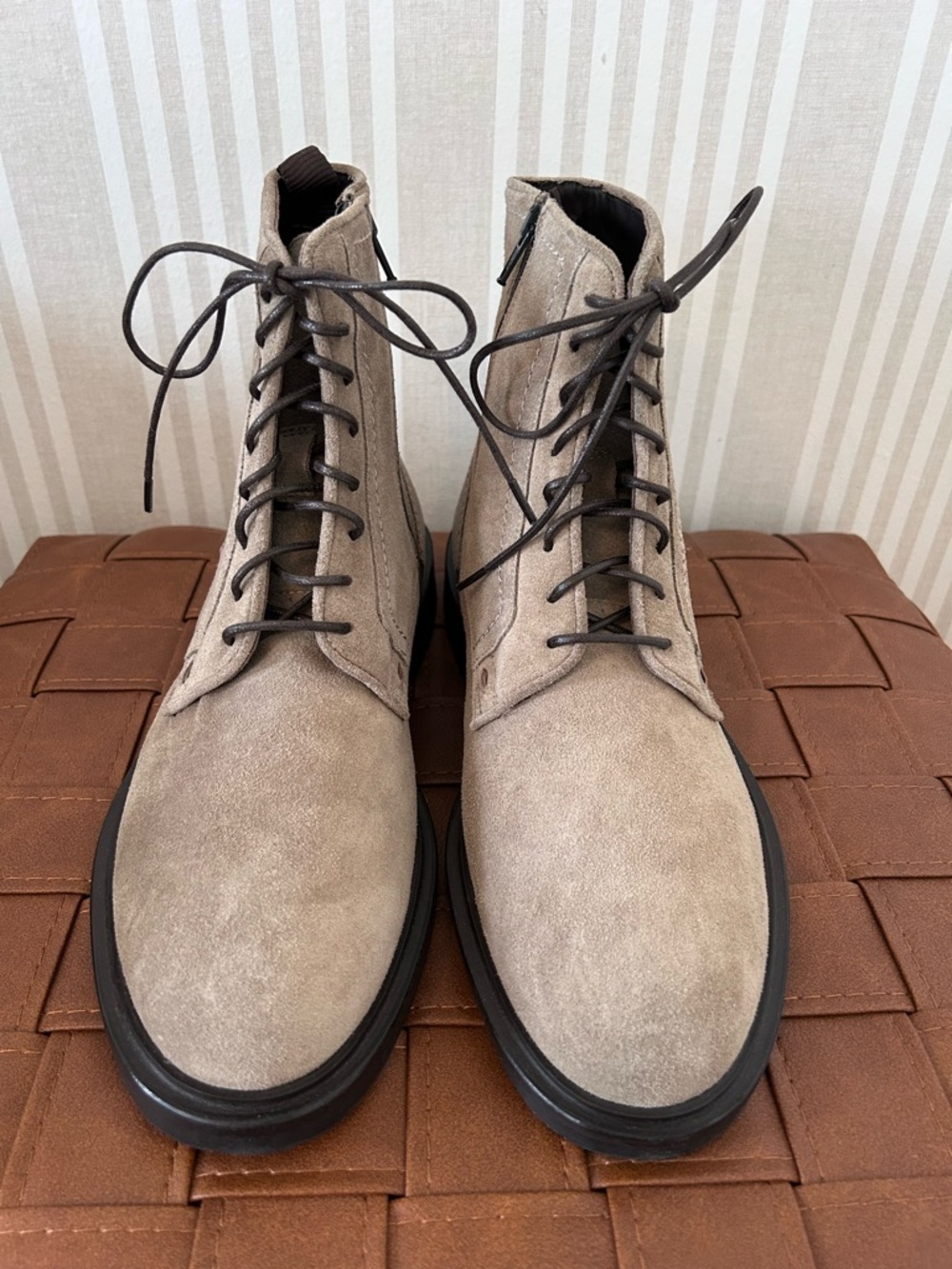 Steve Madden Men's Gray Taupe Suede Lace Up Boots Made in Italy NEW Size 8 - Picture 3 of 10